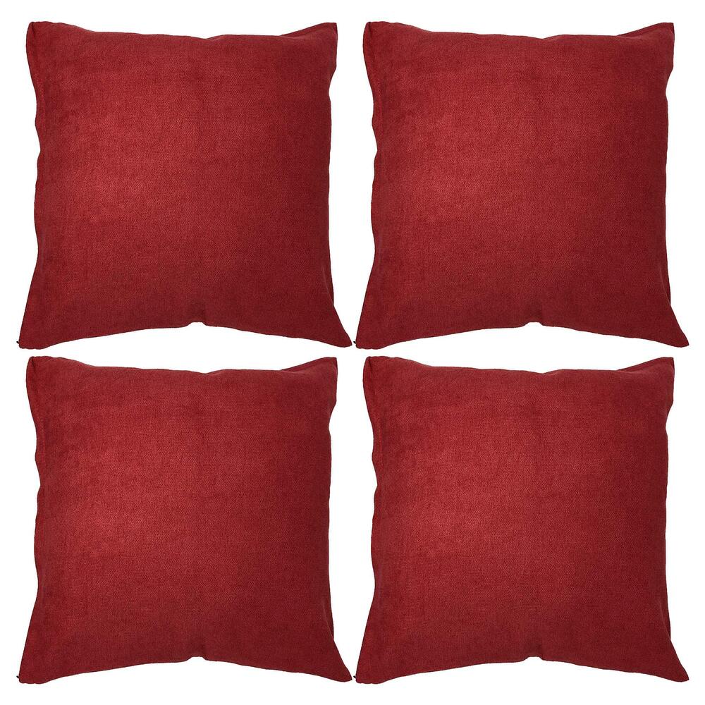 1527 Red Throw Pillow Case 4-Pack 18x18 inch Solid Color Decorative Throw